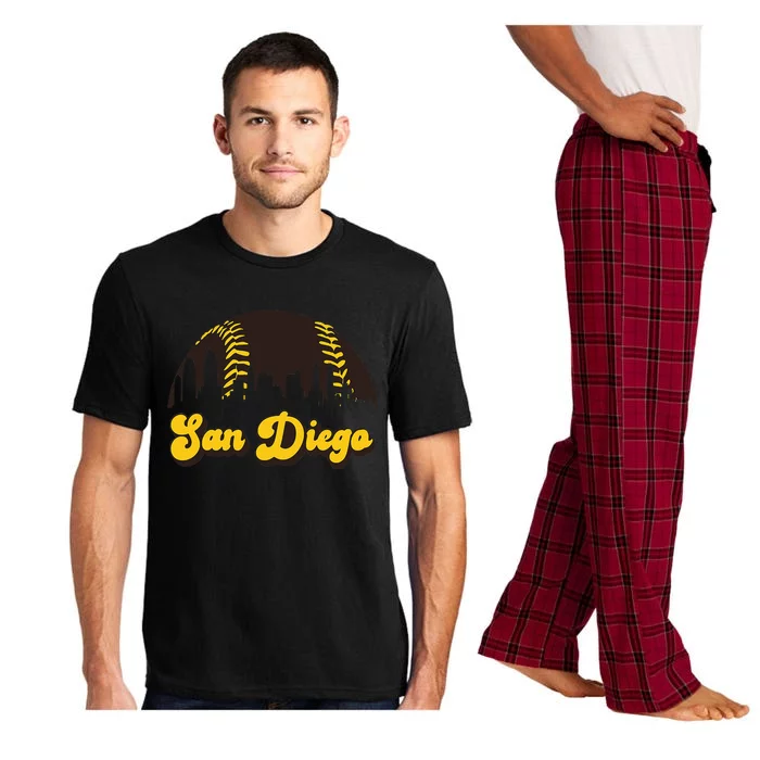 San Diego Baseball Vintage Skyline Cool Retro Sd Jersey Pajama Set