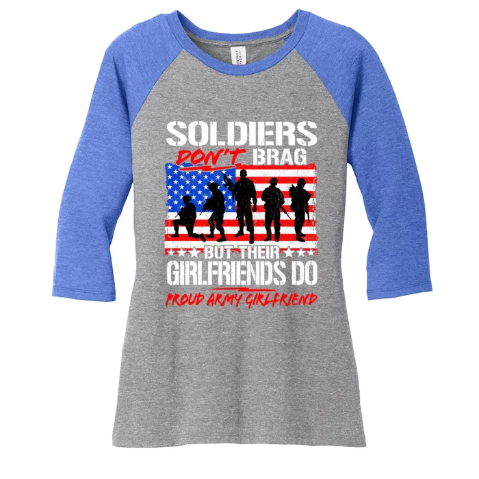 Soldiers Don't Brag Proud Army Friend Funny Military Gift Women's Tri-Blend 3/4-Sleeve Raglan Shirt