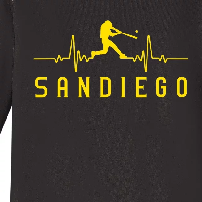 San Diego Baseball Heartbeat SD Baby Long Sleeve Bodysuit