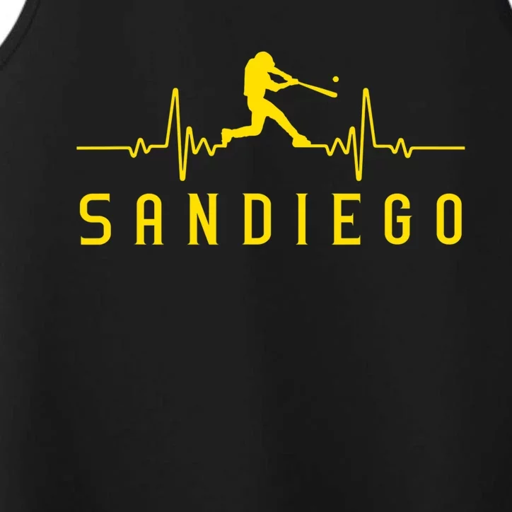 San Diego Baseball Heartbeat SD Performance Tank