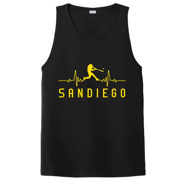 San Diego Baseball Heartbeat SD Performance Tank