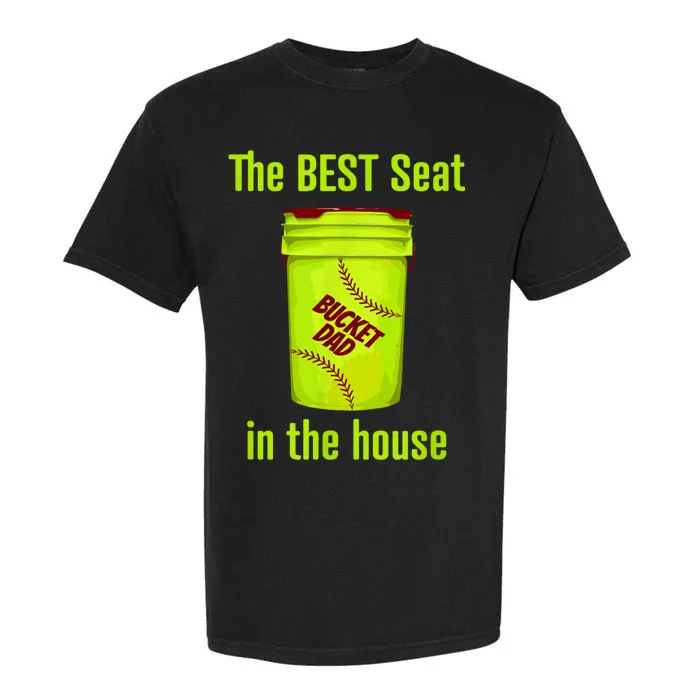 Softball Dad Best Seat In The House Pitcher Catcher Garment-Dyed Heavyweight T-Shirt