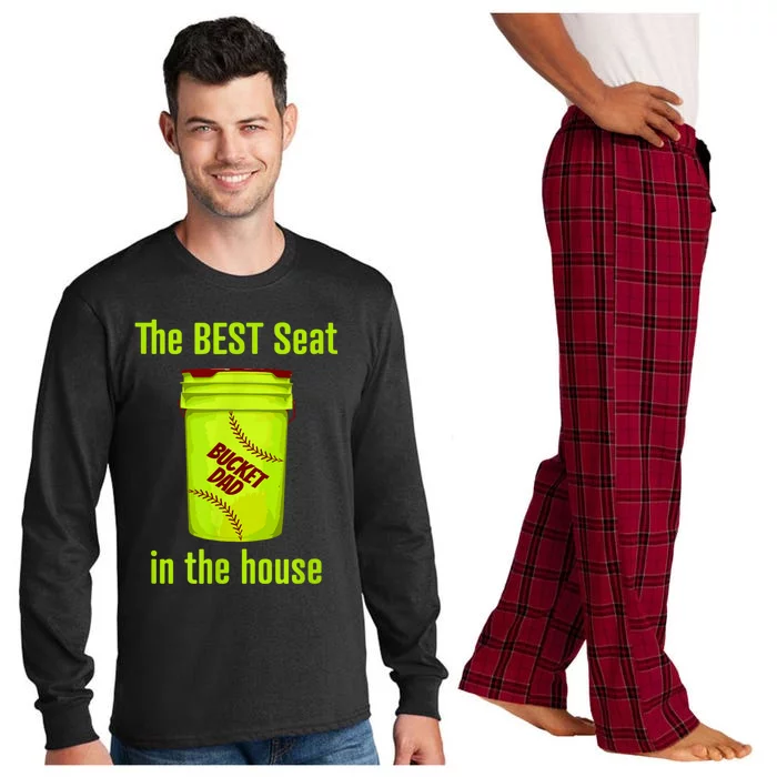 Softball Dad Best Seat In The House Pitcher Catcher Long Sleeve Pajama Set