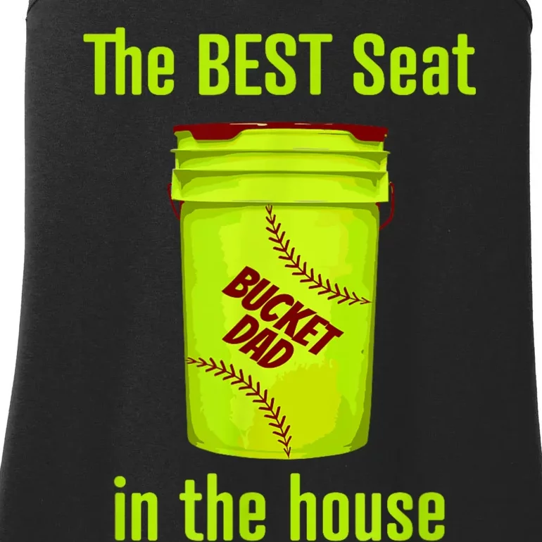 Softball Dad Best Seat In The House Pitcher Catcher Ladies Essential Tank