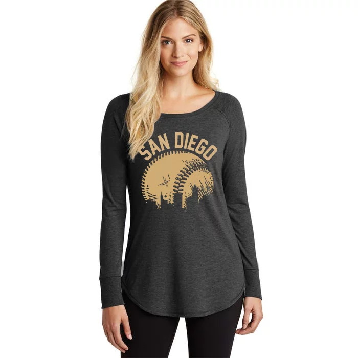 San Diego Baseball Skyline California Player Coach Fan Women's Perfect Tri Tunic Long Sleeve Shirt