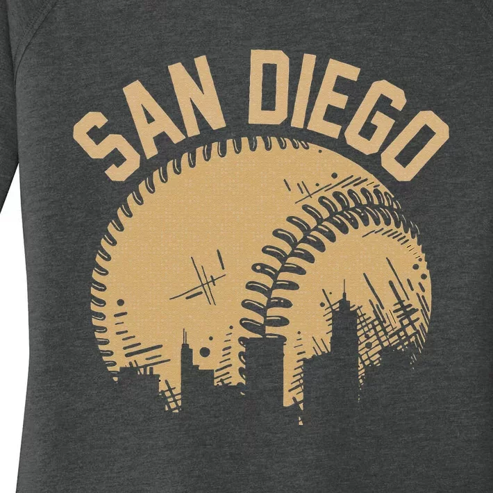 San Diego Baseball Skyline California Player Coach Fan Women's Perfect Tri Tunic Long Sleeve Shirt