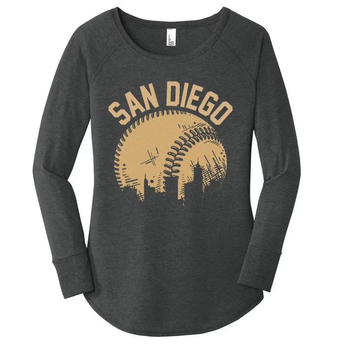 San Diego Baseball Skyline California Player Coach Fan Women's Perfect Tri Tunic Long Sleeve Shirt