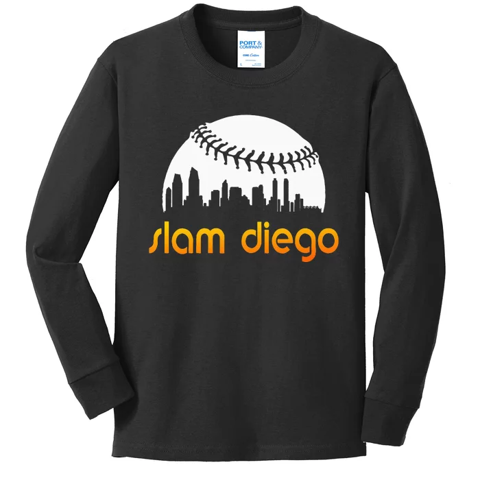 Slam Diego Baseball Fan Kids Long Sleeve Shirt