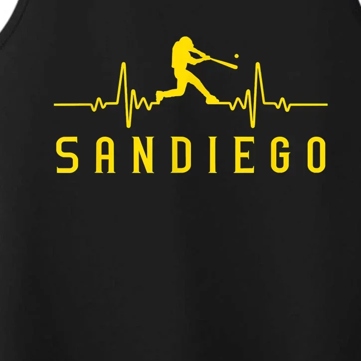 San Diego Baseball Heartbeat SD Performance Tank