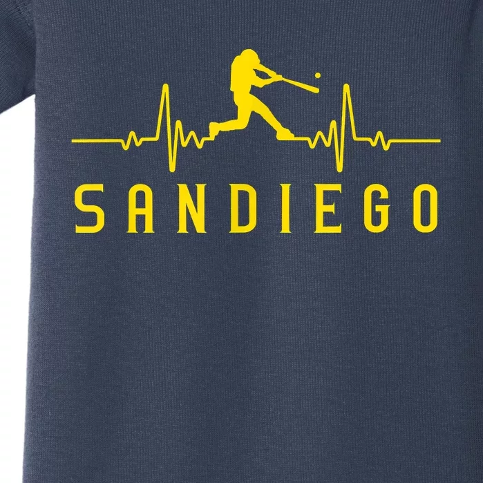 San Diego Baseball Heartbeat SD Baby Bodysuit