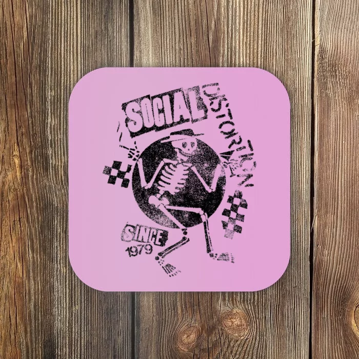 Social Distortion Black Spray Skelly Coaster