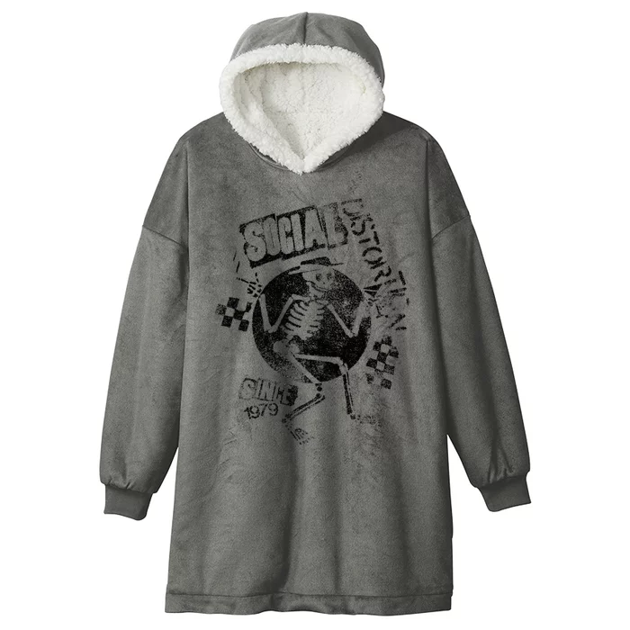 Social Distortion Black Spray Skelly Hooded Wearable Blanket