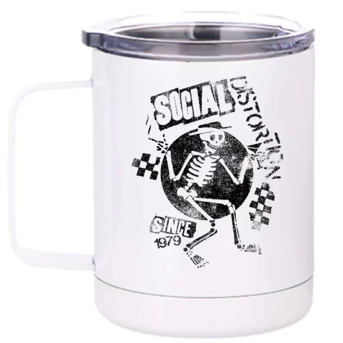 Social Distortion Black Spray Skelly Front & Back 12oz Stainless Steel Tumbler Cup