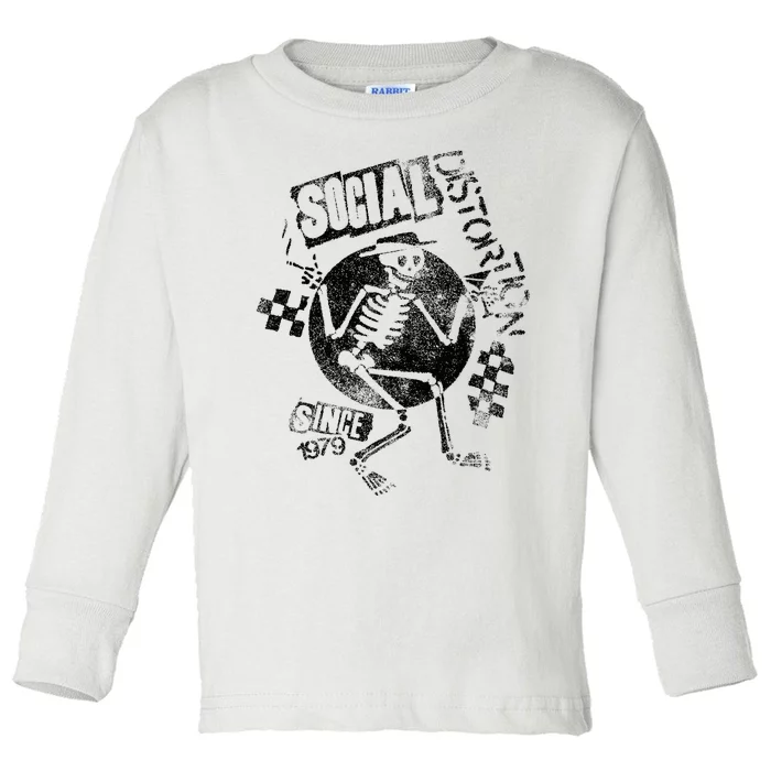 Social Distortion Black Spray Skelly Toddler Long Sleeve Shirt