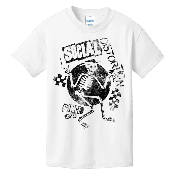 Social Distortion Black Spray Skelly Kids T-Shirt