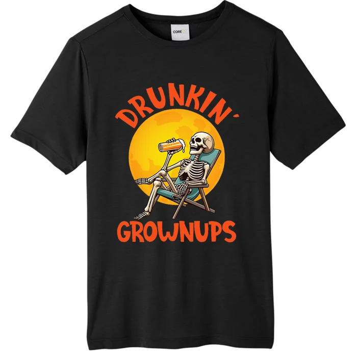 Skeleton Drinking Beer Halloween Drinker Drunkin Grownups ChromaSoft Performance T-Shirt