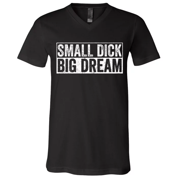 Small Dick Big Dreams Funny V-Neck T-Shirt