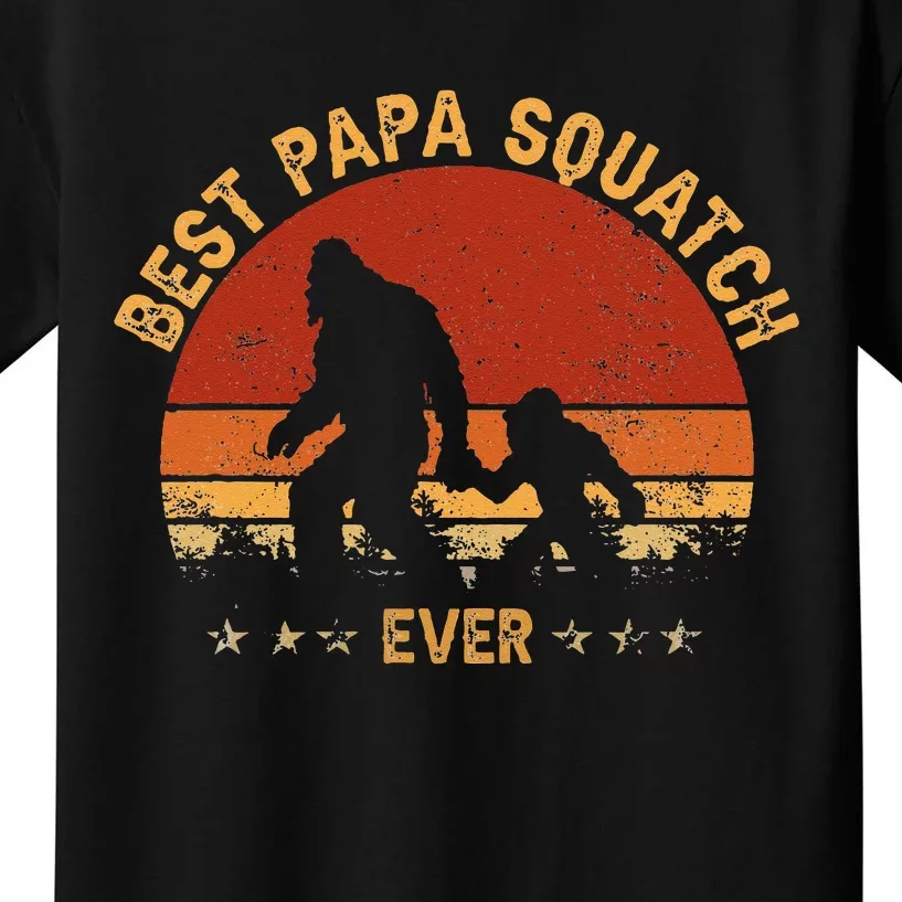 Sasquatch Dad Best Papa Squatch Ever Bigfoot Dad Fathers Day Kids T-Shirt