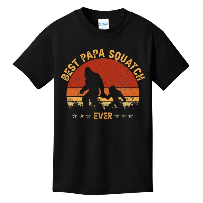 Sasquatch Dad Best Papa Squatch Ever Bigfoot Dad Fathers Day Kids T-Shirt