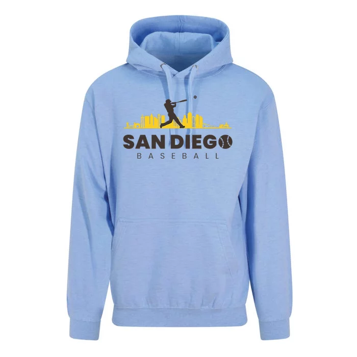 San Diego Baseball Vintage City Skyline Retro Baseball Lover Unisex Surf Hoodie