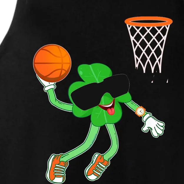 Shamrock Dabbing Basketball St Patricks Day Funny Gift Ladies Tri-Blend Wicking Tank