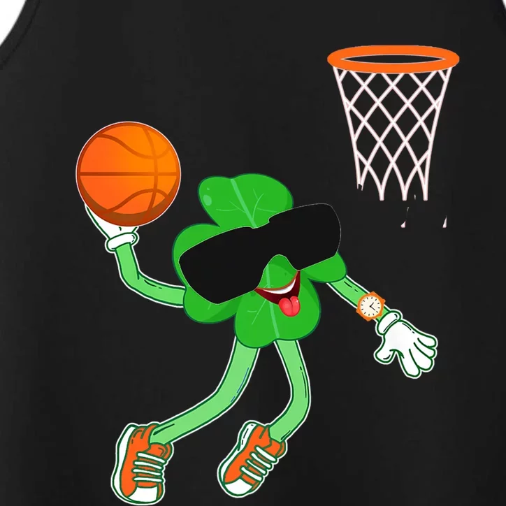 Shamrock Dabbing Basketball St Patricks Day Funny Gift Performance Tank