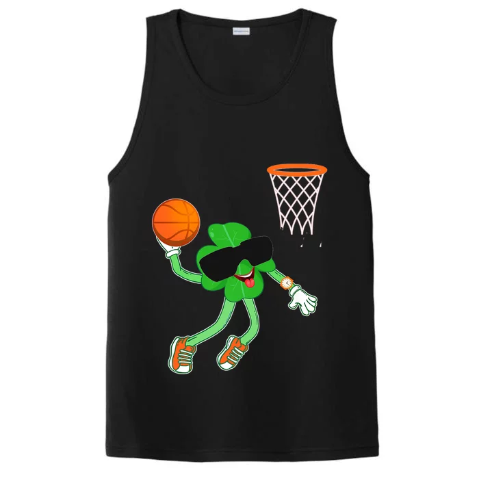 Shamrock Dabbing Basketball St Patricks Day Funny Gift Performance Tank