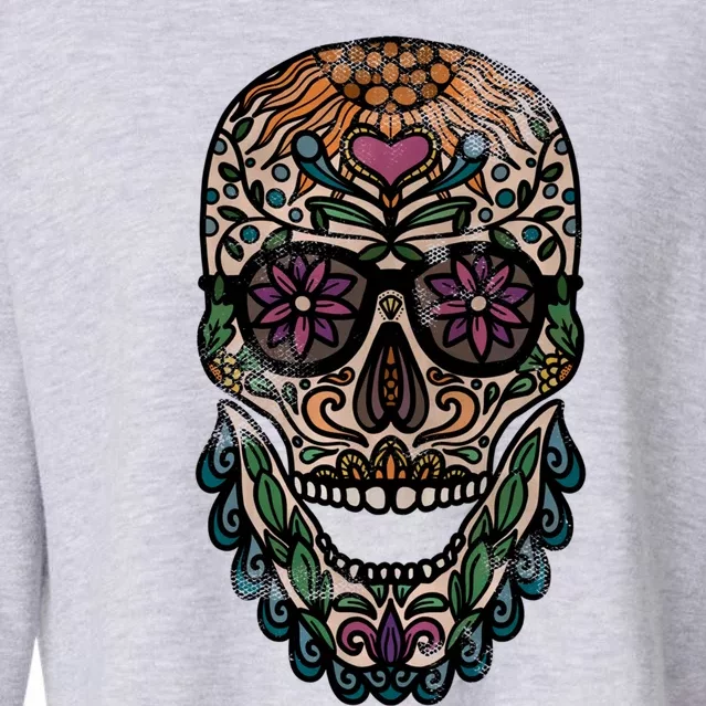 Skull Drawing Beard Day Of The Dead Dia De Los Muertos Funny Gift Cropped Pullover Crew