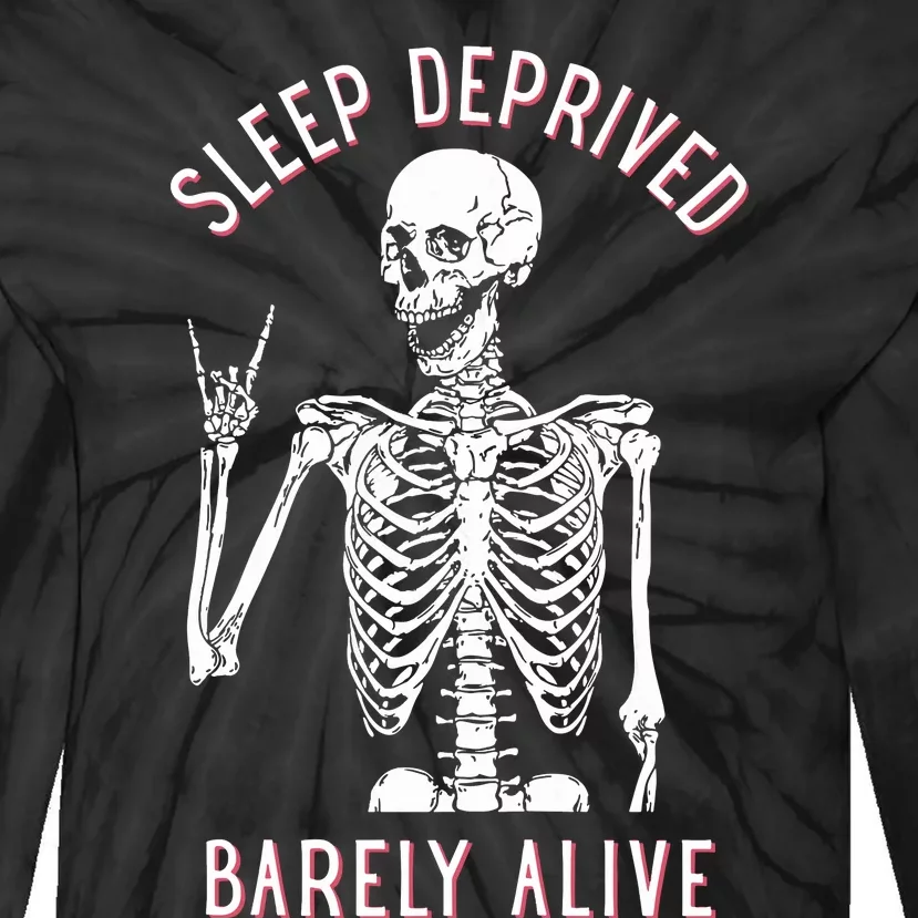 Sleep Deprived Barely Alive Skull Tie-Dye Long Sleeve Shirt