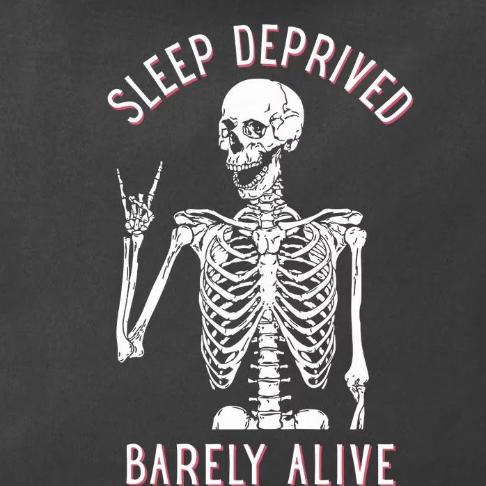 Sleep Deprived Barely Alive Skull Zip Tote Bag