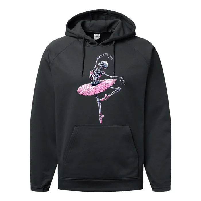 Skeleton Dancing Ballet Lovers Spooky Halloween Dancer Performance Fleece Hoodie