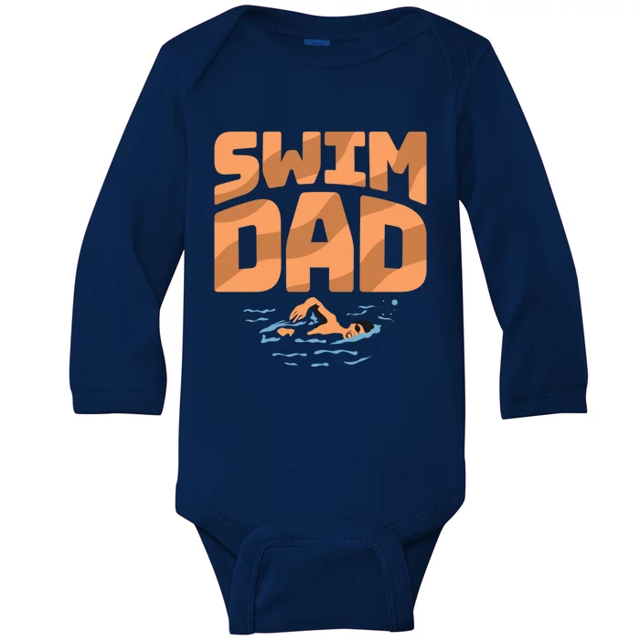 Swim Dad Best Daddy Ever Fatherhood Fathers Day Swimming Cute Gift Baby Long Sleeve Bodysuit