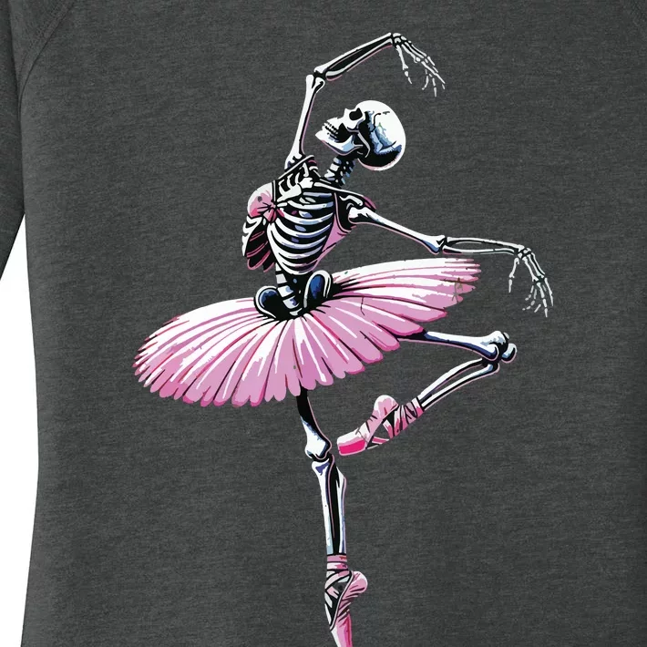 Skeleton Dancing Ballet Lovers Spooky Halloween Dancer Women's Perfect Tri Tunic Long Sleeve Shirt