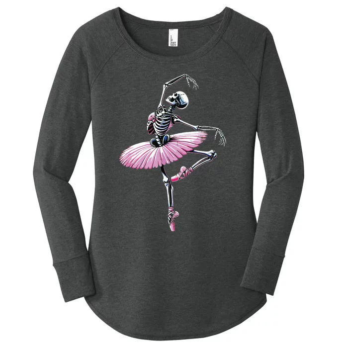 Skeleton Dancing Ballet Lovers Spooky Halloween Dancer Women's Perfect Tri Tunic Long Sleeve Shirt