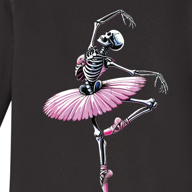 Skeleton Dancing Ballet Lovers Spooky Halloween Dancer Baby Long Sleeve Bodysuit