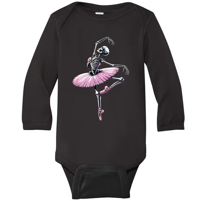 Skeleton Dancing Ballet Lovers Spooky Halloween Dancer Baby Long Sleeve Bodysuit