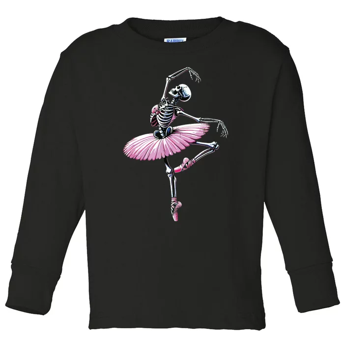 Skeleton Dancing Ballet Lovers Spooky Halloween Dancer Toddler Long Sleeve Shirt