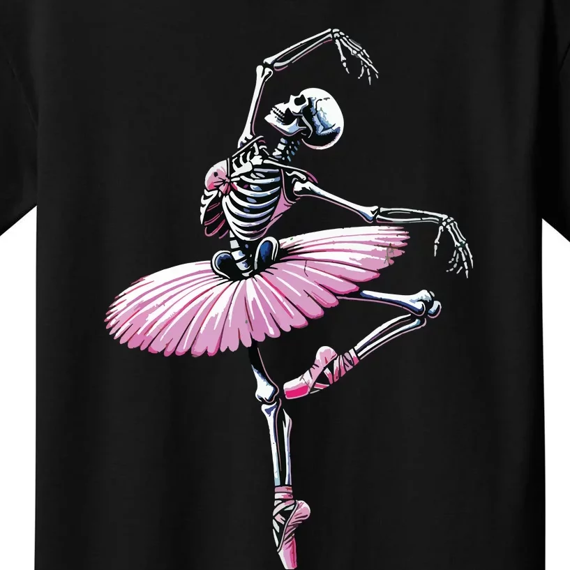 Skeleton Dancing Ballet Lovers Spooky Halloween Dancer Kids T-Shirt