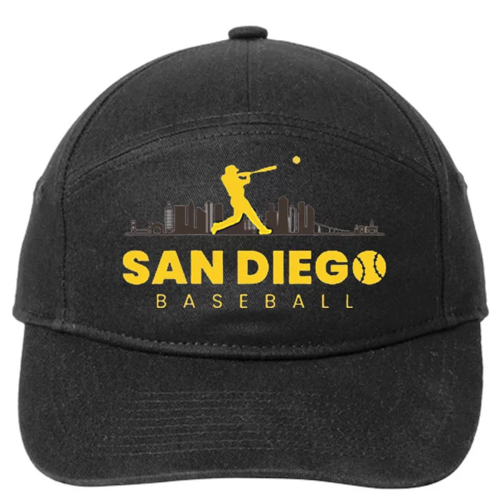 San Diego Baseball Vintage Minimalist Retro Baseball Lover 7-Panel Snapback Hat