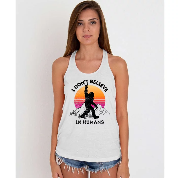 Sasquatch Dont Believe In Humans Women's Knotted Racerback Tank