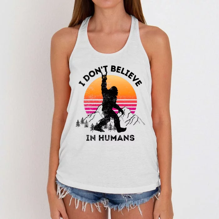 Sasquatch Dont Believe In Humans Women's Knotted Racerback Tank