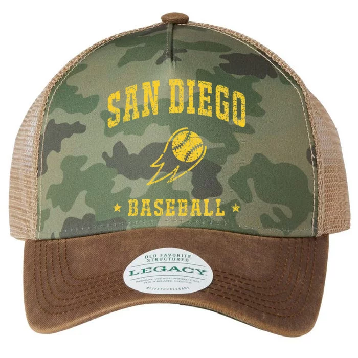 San Diego Baseball Vintage Baseball Lover Legacy Tie Dye Trucker Hat