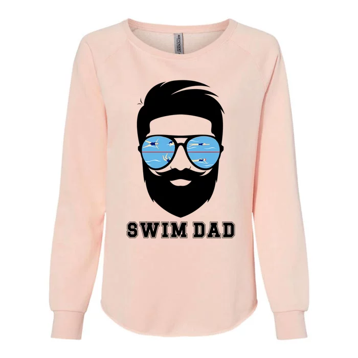 Swim Dad Beard Swimming Dad Of A Swimmer Father Gift Womens California Wash Sweatshirt