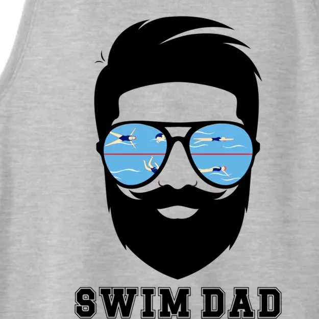 Swim Dad Beard Swimming Dad Of A Swimmer Father Gift Ladies Tri-Blend Wicking Tank