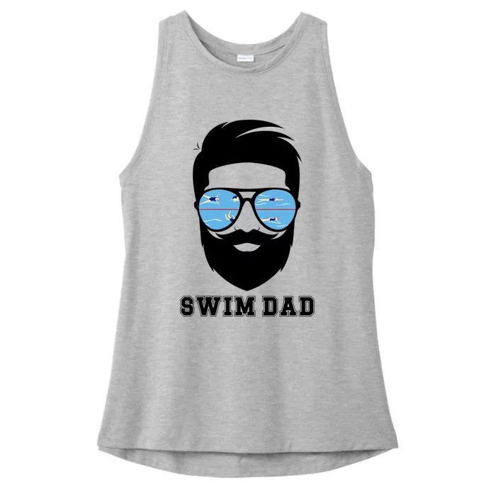 Swim Dad Beard Swimming Dad Of A Swimmer Father Gift Ladies Tri-Blend Wicking Tank