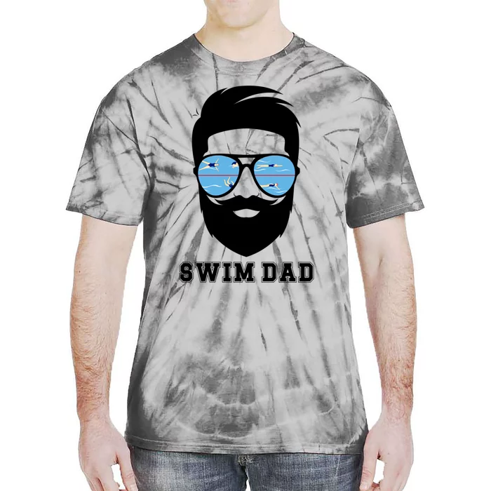 Swim Dad Beard Swimming Dad Of A Swimmer Father Gift Tie-Dye T-Shirt