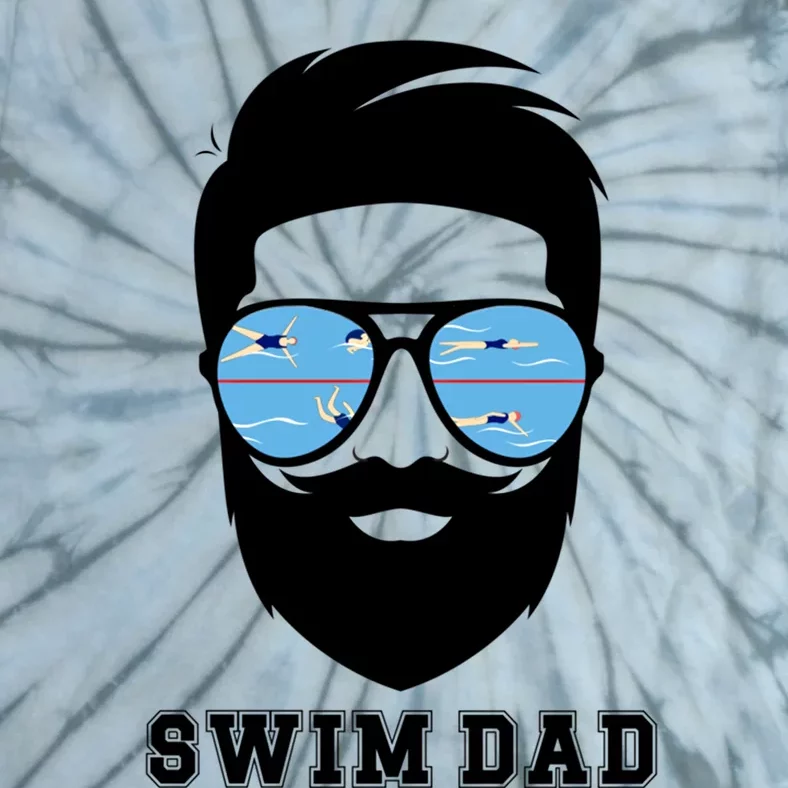 Swim Dad Beard Swimming Dad Of A Swimmer Father Gift Tie-Dye T-Shirt