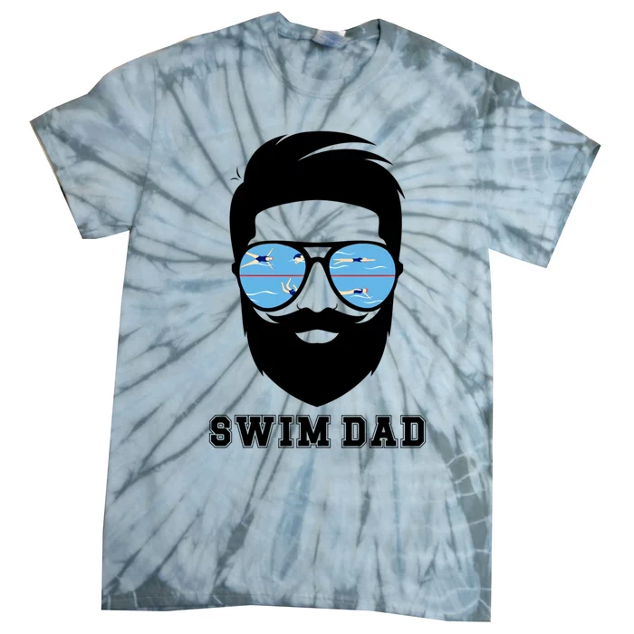 Swim Dad Beard Swimming Dad Of A Swimmer Father Gift Tie-Dye T-Shirt