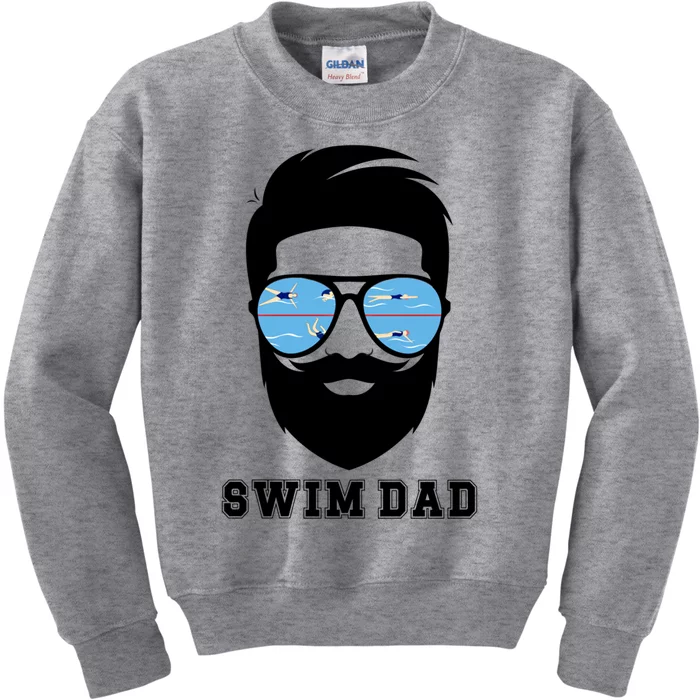 Swim Dad Beard Swimming Dad Of A Swimmer Father Gift Kids Sweatshirt