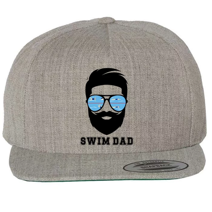 Swim Dad Beard Swimming Dad Of A Swimmer Father Gift Wool Snapback Cap